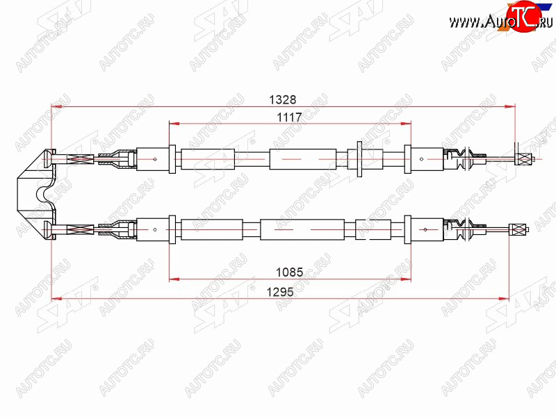 1 639 р. Трос ручника SAT Opel Astra H универсал рестайлинг (2007-2015)  с доставкой в г. Санкт‑Петербург