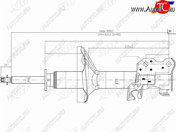 3 369 р. Стойка передняя LH SAT Nissan Sunny N17 (2011-2014)  с доставкой в г. Санкт‑Петербург