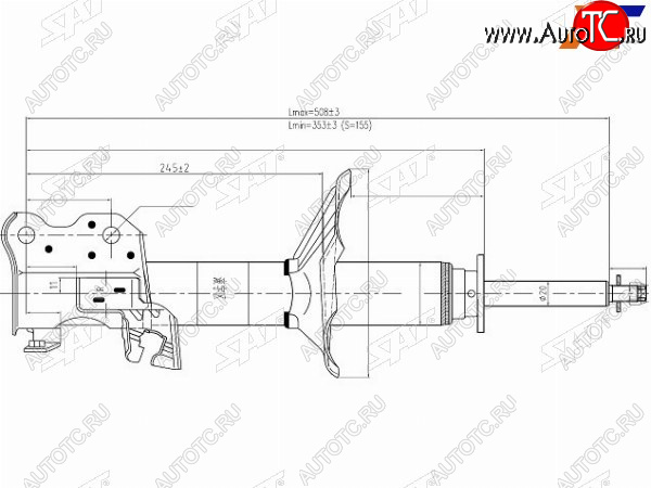 3 269 р. Стойка передняя RH SAT Nissan Sunny N17 (2011-2014)  с доставкой в г. Санкт‑Петербург