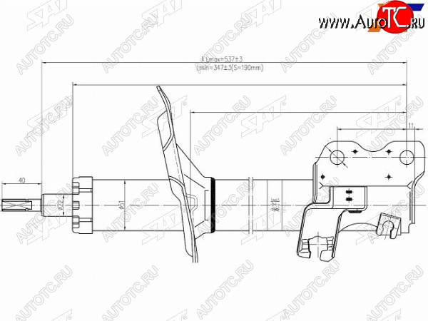 3 199 р. Стойка передняя LH SAT Nissan Maxima A33 дорестайлинг (2000-2003)  с доставкой в г. Санкт‑Петербург