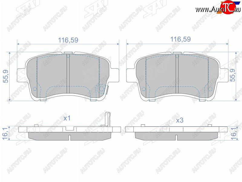 1 129 р. Колодки тормозные передние FR-FL SAT  Suzuki Aerio  RA21S, RC51S - Liana ( хэтчбэк,  седан)  с доставкой в г. Санкт‑Петербург