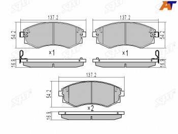 1 179 р. Колодки тормозные передние FR-FL SAT   Hyundai Elantra ( XD,  XD2) (2000-2010), Hyundai Sonata ( Y3,  EF) (1993-2001), Nissan Murano  1 Z50 (2002-2009), SSANGYONG Rexton ( Y200,  Y250,  Y290,  Y400) (2001-2023)  с доставкой в г. Санкт‑Петербург. Увеличить фотографию 1