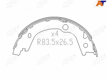 1 069 р. Колодки барабанные задние RH-LH SAT Hyundai Sonata EF рестайлинг ТагАЗ (2001-2013)  с доставкой в г. Санкт‑Петербург. Увеличить фотографию 1