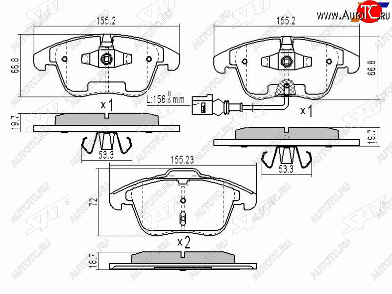 1 589 р. Колодки тормозные перед FL-FR SAT  Volkswagen Polo  Mk6 - Tiguan  NF  с доставкой в г. Санкт‑Петербург