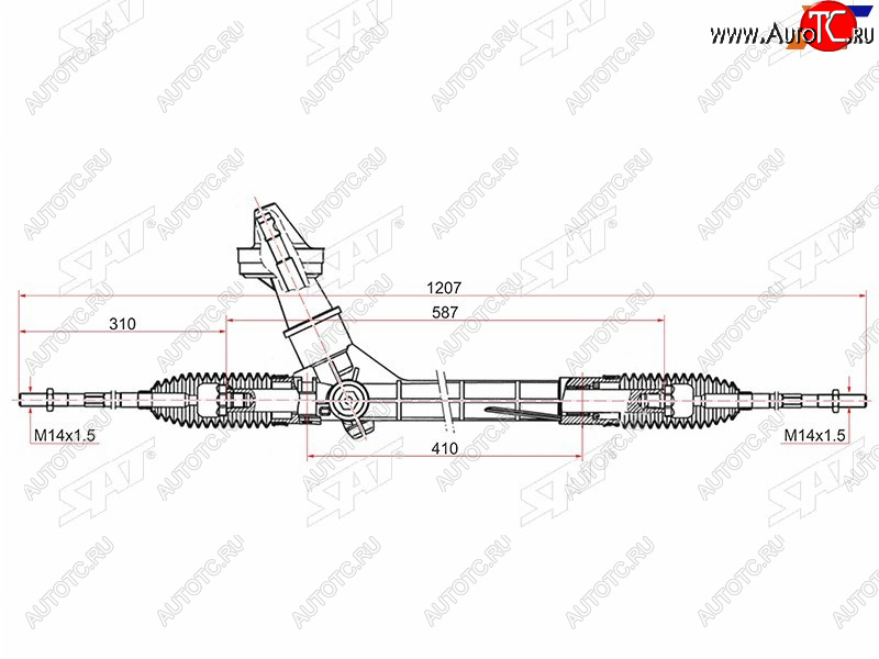 8 699 р. Рейка рулевая LHD SAT Skoda Rapid NH3 дорестайлинг лифтбэк (2012-2017)  с доставкой в г. Санкт‑Петербург