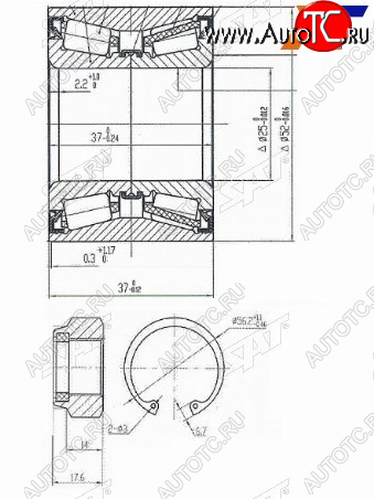 1 169 р. Подшипник задней ступицы SAT  CITROEN C2, C3 (FC/FN,  дорестайлинг,  SX,SY), C3 Aircross, C3 Picasso (дорестайлинг,  рестайлинг), C3 Pluriel, Nissan Cube (2), March (3 K12), Note (1,  2), Renault Logan (1,  2), Logan Stepway  с доставкой в г. Санкт‑Петербург