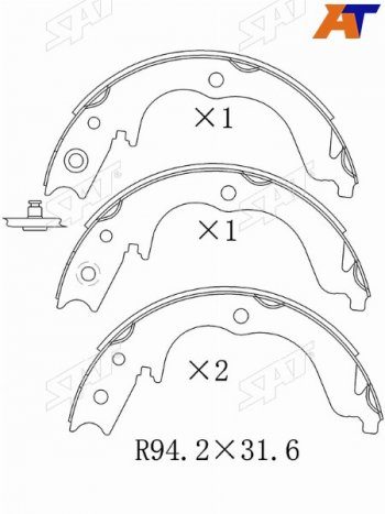 1 579 р. Колодки барабанные задние RH-LH SAT  CITROEN C-crosser (2007-2012), Mitsubishi Outlander ( XL,  CW0W) (2005-2013), Peugeot 4007 (2007-2012)  с доставкой в г. Санкт‑Петербург. Увеличить фотографию 1