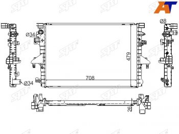 12 649 р. Радиатор охлаждающей жидкости SAT   Volkswagen Multivan  T5 - Transporter ( T5,  T6,  T6.1)  с доставкой в г. Санкт‑Петербург. Увеличить фотографию 1