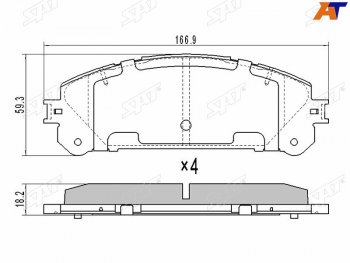 1 439 р. Колодки тормозные перед FL-FR SAT  Lexus RX350 ( AL10,  AL20) (2008-2019), Lexus RX450  AL20 (2015-2019), Lexus RX450H  AL10 (2009-2012), Toyota Highlander  XU50 (2013-2020)  с доставкой в г. Санкт‑Петербург. Увеличить фотографию 1