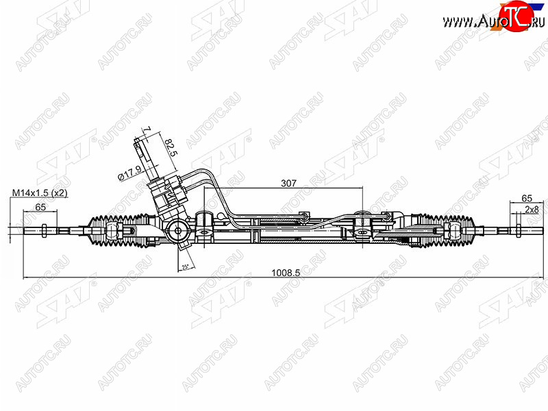 13 549 р. Рейка рулевая с ГУР LHD SAT Renault Logan 1 дорестайлинг (2004-2010)  с доставкой в г. Санкт‑Петербург