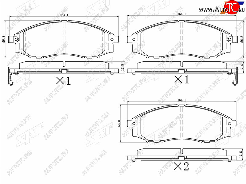 1 279 р. Колодки тормозные перед FR-FL SAT  Nissan Navara (1 D22,  2 D40,  3 D23), NP300, Pathfinder (R50,  R51)  с доставкой в г. Санкт‑Петербург