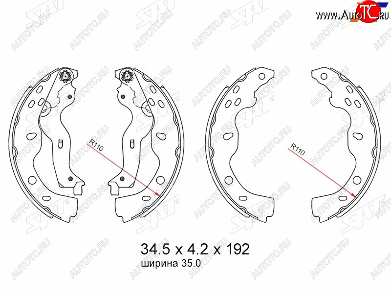 1 699 р. Колодки тормозные барабанные задние RH-LH SAT Fiat Sedici (2005-2014)  с доставкой в г. Санкт‑Петербург