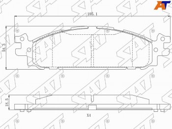 1 559 р. Колодки тормозные передние FL-FR SAT Ford Explorer U502 1-ый рестайлинг, 5 дв. (2015-2018)  с доставкой в г. Санкт‑Петербург. Увеличить фотографию 1