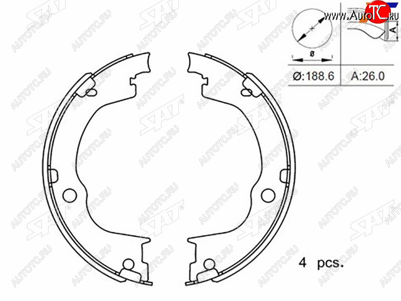 1 699 р. Колодки тормозные барабанные задние RH-LH SAT  Chevrolet Captiva ( CN202S) (2006-2024), Opel Antara (2006-2015)  с доставкой в г. Санкт‑Петербург