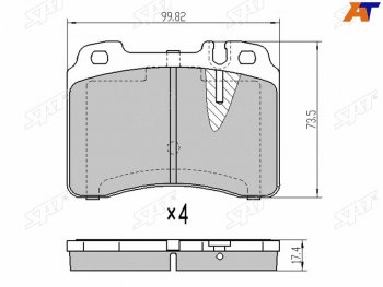 1 189 р. Колодки тормозные перед FR-FL SAT  Mercedes-Benz E-Class  W210 (1996-2003) дорестайлинг седан, дорестайлинг универсал, седан рестайлинг, универсал рестайлинг  с доставкой в г. Санкт‑Петербург. Увеличить фотографию 1