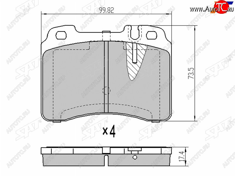 1 189 р. Колодки тормозные перед FR-FL SAT  Mercedes-Benz E-Class  W210 (1996-2003) дорестайлинг седан, дорестайлинг универсал, седан рестайлинг, универсал рестайлинг  с доставкой в г. Санкт‑Петербург