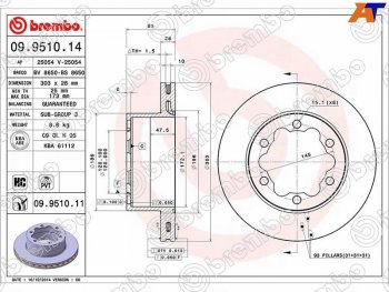 7 999 р. Задний тормозной диск(Ø303) BREMBO  Mercedes-Benz Sprinter  W906 (2006-2018), Volkswagen Crafter  1 (2006-2017)  с доставкой в г. Санкт‑Петербург. Увеличить фотографию 1