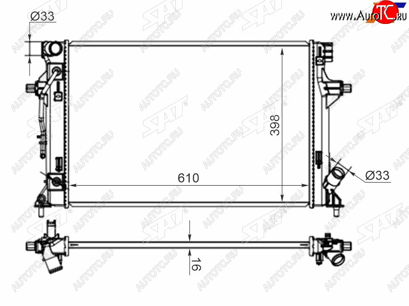 7 349 р. Радиатор охлаждающей жидкости SAT Hyundai Elantra AD дорестайлинг (2016-2019)  с доставкой в г. Санкт‑Петербург