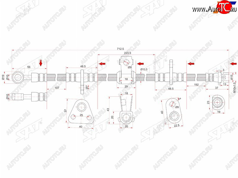 1 549 р. Шланг тормозной перед (Таиланд) RH SAT Honda Ascot CE дорестайлинг (1993-1995)  с доставкой в г. Санкт‑Петербург