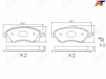 Колодки тормозные перед FR-FL SAT Opel Meriva A (2002-2010)