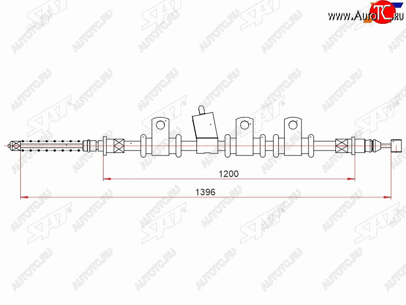 989 р. Трос ручного тормоза RH SAT Chevrolet Aveo T250 седан рестайлинг (2006-2011)  с доставкой в г. Санкт‑Петербург