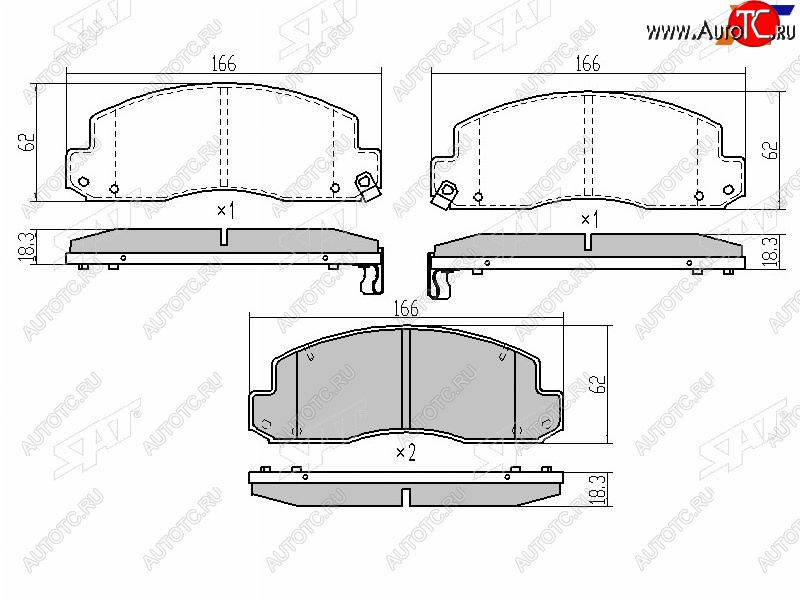 1 499 р. Колодки тормозные перед FL-FR SAT  Toyota Dyna  XZU (2002-2006) бортовой грузовик рестайлинг  с доставкой в г. Санкт‑Петербург