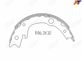 1 169 р. Колодки барабанные задние RH-LH SAT  Lifan Solano (2010-2015), Toyota Corolla  E150 (2006-2013), Toyota Ist  XP110 (2007-2016), Toyota Wish  XE20 (2009-2012) (комплект 4шт)  с доставкой в г. Санкт‑Петербург. Увеличить фотографию 1