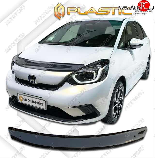 1 679 р. Дефлектор капота CA-Plastic  Honda Fit  4 GR (2019-2022) дорестайлинг (classic черный, без надписи)  с доставкой в г. Санкт‑Петербург