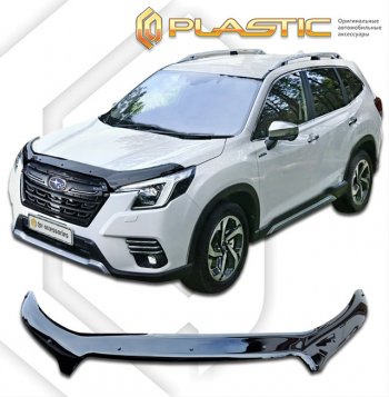 2 059 р. Дефлектор капота CA-Plastic  Subaru Forester  SK/S14 (2021-2022) (classic черный, без надписи)  с доставкой в г. Санкт‑Петербург. Увеличить фотографию 1