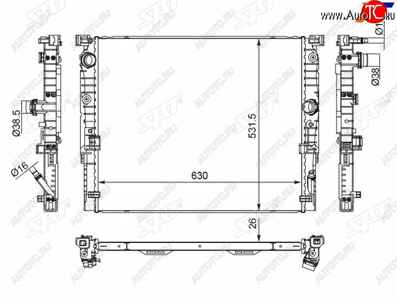 16 249 р. Радиатор охлаждающей жидкости SAT BMW 5 серия G30 дорестайлинг, седан (2016-2020)  с доставкой в г. Санкт‑Петербург