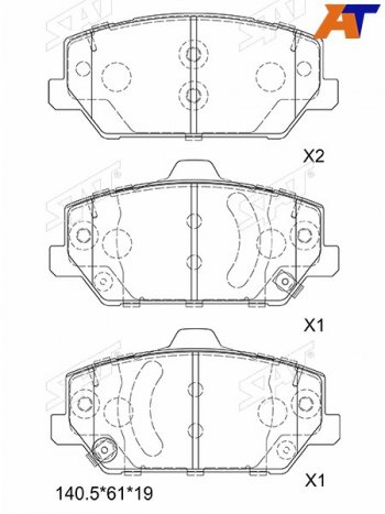 1 739 р. Колодки тормозные передние FR-FL SAT   Hyundai I30  FD (2007-2012), KIA Optima ( 4 JF,  JF) (2015-2020)  с доставкой в г. Санкт‑Петербург. Увеличить фотографию 1