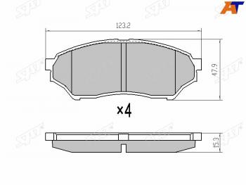 Колодки тормозные перед FR-FL SAT Mitsubishi (Митсубиси) Pajero Mini (Паджеро)  H53/H58 (1998-2012) H53/H58