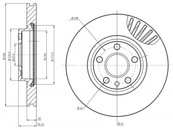 4 199 р. Диск тормозной передний Ø258mm HOSU  Ford Focus  3 - S-Max  1  с доставкой в г. Санкт‑Петербург. Увеличить фотографию 2