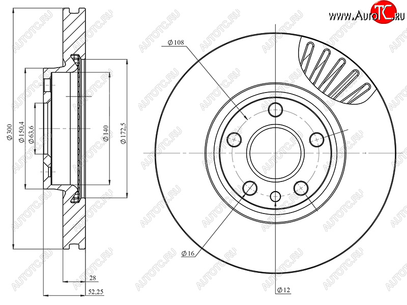 4 199 р. Диск тормозной передний Ø258mm HOSU  Ford Focus  3 - S-Max  1  с доставкой в г. Санкт‑Петербург