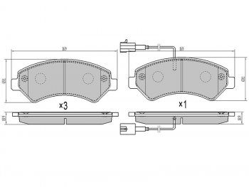 1 869 р. Колодки тормозные перед FL-FR SAT  Peugeot Boxer ( 250,  290) (2006-2024) (2 датчика износа с камерами наполнением)  с доставкой в г. Санкт‑Петербург. Увеличить фотографию 1