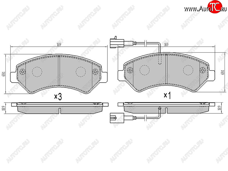 1 869 р. Колодки тормозные перед FL-FR SAT  Peugeot Boxer ( 250,  290) (2006-2024) (2 датчика износа с камерами наполнением)  с доставкой в г. Санкт‑Петербург