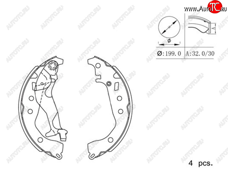 1 239 р. Колодки тормозные барабанные задние RH-LH SAT  Toyota Corolla Axio  (E160) седан - Vitz  XP130  с доставкой в г. Санкт‑Петербург