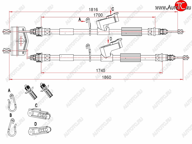 2 069 р. Трос ручного тормоза SAT Ford Focus 2 универсал рестайлинг (2007-2011) (дисковые тормоза)  с доставкой в г. Санкт‑Петербург