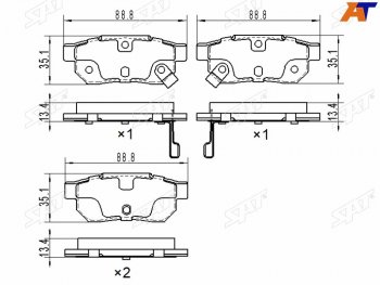 2 399 р. Колодки тормозные задние RH-LH SAT Honda Fit GP,GK  дорестайлинг (2013-2015)  с доставкой в г. Санкт‑Петербург. Увеличить фотографию 1