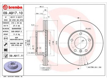 11 349 р. Передний тормозной диск(Ø315) BREMBO  Mercedes-Benz G class  W463 - GL class ( X164,  X166)  с доставкой в г. Санкт‑Петербург. Увеличить фотографию 1