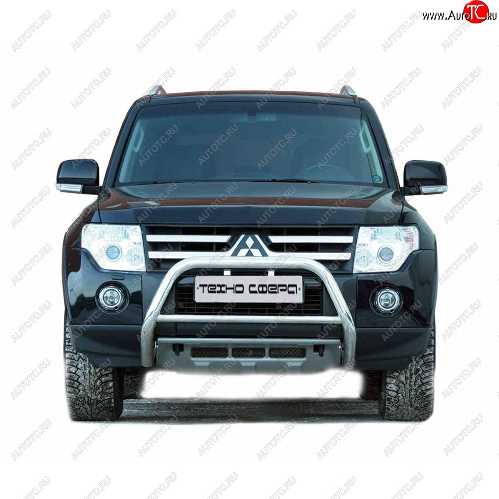 10 599 р. Передок низкий крашенная d63.5, Техно Сфера Mitsubishi Pajero 4 V90 дорестайлинг (2006-2011) (Черный матовый)  с доставкой в г. Санкт‑Петербург