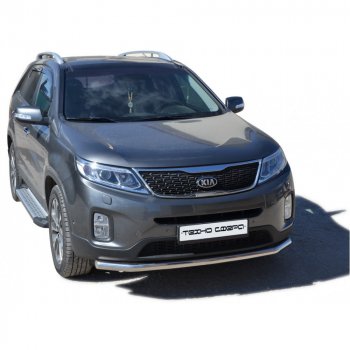 27 799 р. Пороги бумер алюминиевые с резинкой, Техно Сфера KIA Sorento XM рестайлинг (2012-2015) (Черный глянец)  с доставкой в г. Санкт‑Петербург. Увеличить фотографию 1