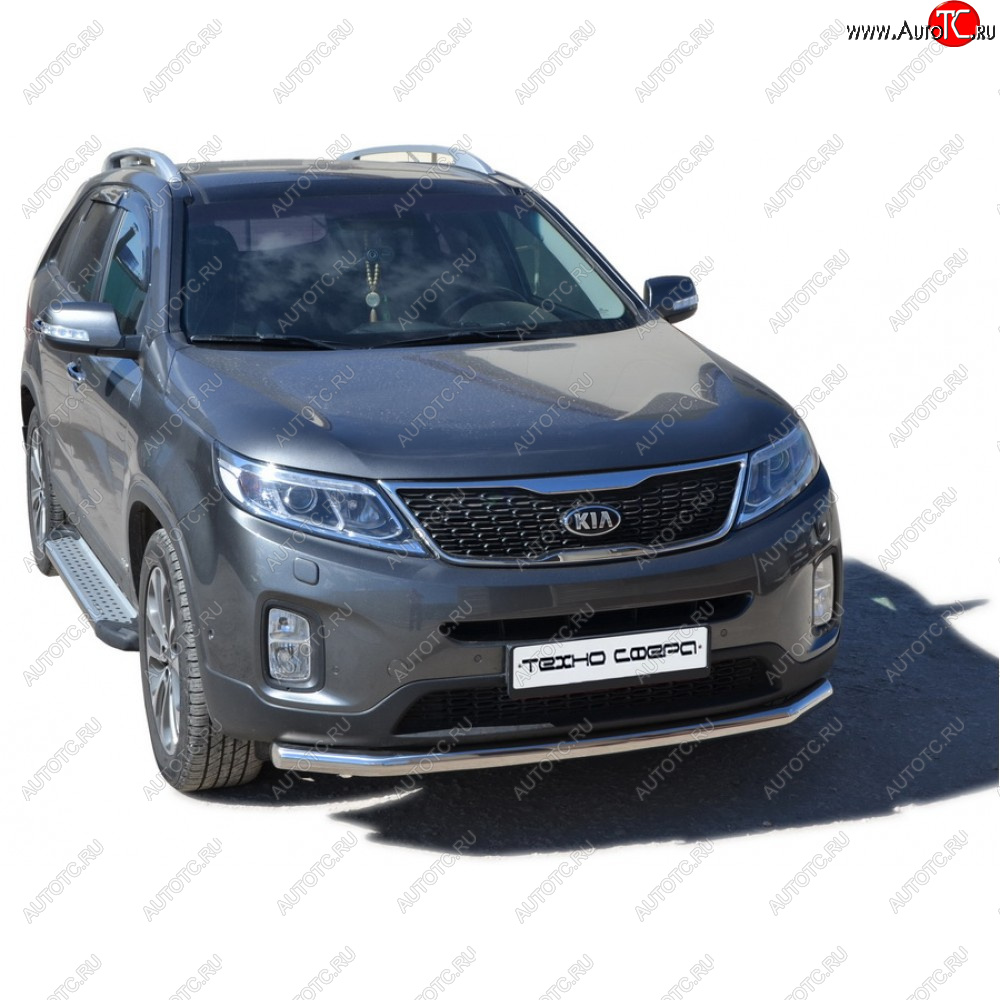 27 799 р. Пороги бумер алюминиевые с резинкой, Техно Сфера KIA Sorento XM рестайлинг (2012-2015) (Черный глянец)  с доставкой в г. Санкт‑Петербург