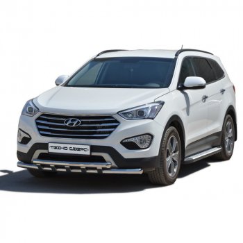 27 799 р. Пороги бумер алюминиевые с резинкой, Техно Сфера  Hyundai Grand Santa Fe  1 DM (2013-2018) дорестайлинг, рестайлинг (Черный глянец)  с доставкой в г. Санкт‑Петербург. Увеличить фотографию 1