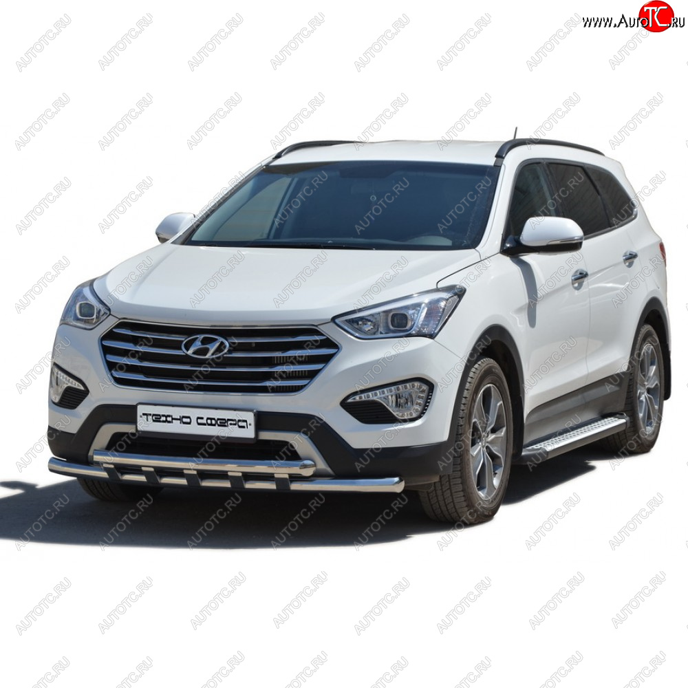 27 799 р. Пороги бумер алюминиевые с резинкой, Техно Сфера  Hyundai Grand Santa Fe  1 DM (2013-2018) дорестайлинг, рестайлинг (Черный глянец)  с доставкой в г. Санкт‑Петербург