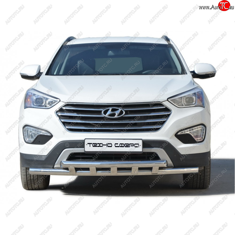 30 999 р. Защита переда труба двойная нержавейка d63.5, Техно Сфера  Hyundai Grand Santa Fe  1 DM (2013-2018) дорестайлинг, рестайлинг  с доставкой в г. Санкт‑Петербург