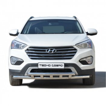 Защита переда труба двойная крашенная d63.5, Техно Сфера Hyundai Grand Santa Fe 1 DM дорестайлинг (2013-2016)