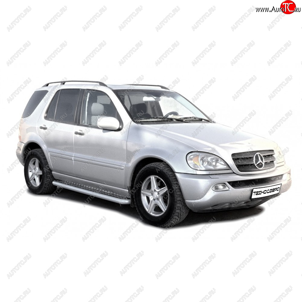 10 599 р. Защита порогов с алюминиевым листом d63.5, Техно Сфера  Mercedes-Benz ML class ( W163,  W164,  W166) (1997-2015) дорестайлинг, рестайлинг, дорестайлинг, рестайлинг (Черный матовый)  с доставкой в г. Санкт‑Петербург