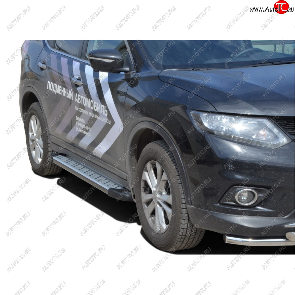 27 799 р. Пороги бумер алюминиевые с резинкой, Техно Сфера Nissan X-trail 2 T31 рестайлинг (2010-2015) (Черный глянец)  с доставкой в г. Санкт‑Петербург