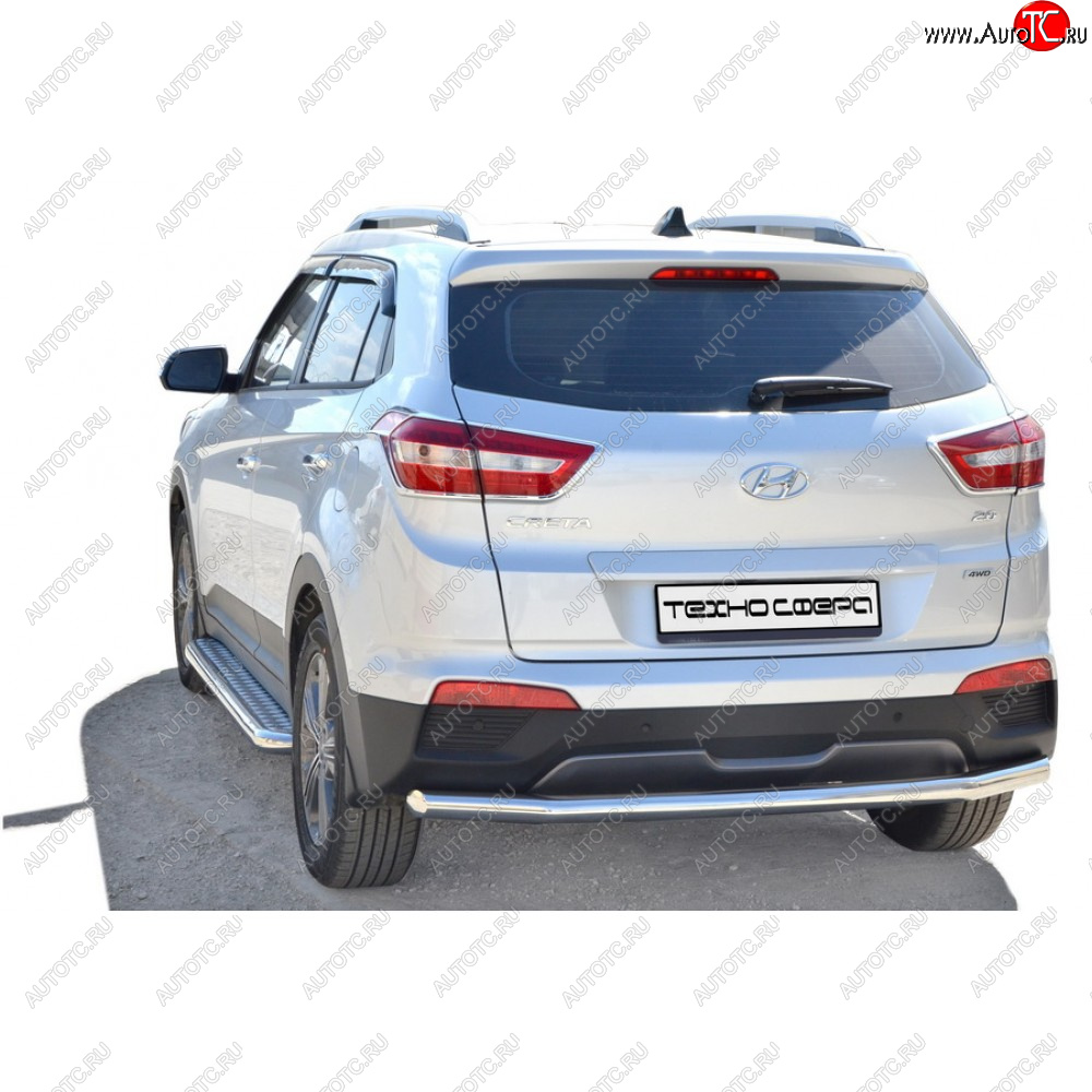 7 999 р. Защита заднего бампера d63,5 Техно Сфера Hyundai Creta GS дорестайлинг (2015-2019) (черный глянцевый)  с доставкой в г. Санкт‑Петербург